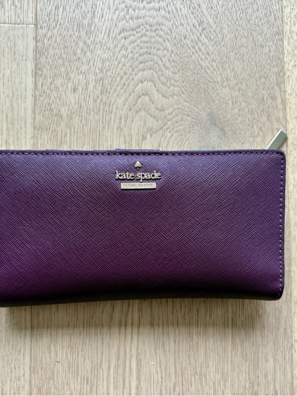 kate spade Deep Plum Saffiano Zip-Around Wallet